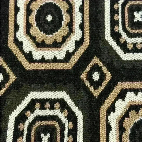 W By Worth 100% Wool Geometric Print Sweater Dress Camel Ivory Black Brown Sz S - Picture 5 of 12